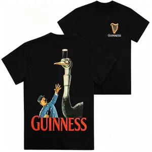 Guinness Ostrich Vintage Gilroy Ad Graphic T-Shirt |   Black Retro Beer Tee for Men & Women