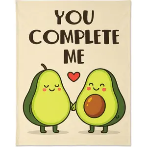 Avocado Blanket for Couples 50x60 - Funny Novelty Fleece Throw for Valentines, Anniversary, Wedding - Soft Romantic  for Boyfriend, Girlfriend, Wife, Husband - Warm Green Plush for Sofa