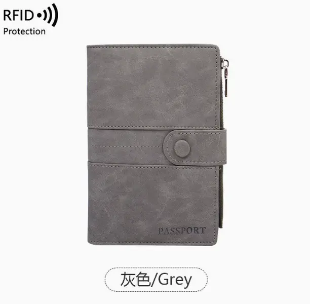 Anti-Theft Passport Holder - RFID Blocker Passport Protector, Zippered & Clasp-Secured ID Holder, Multifunctional Travel Wallet (Model R2175)