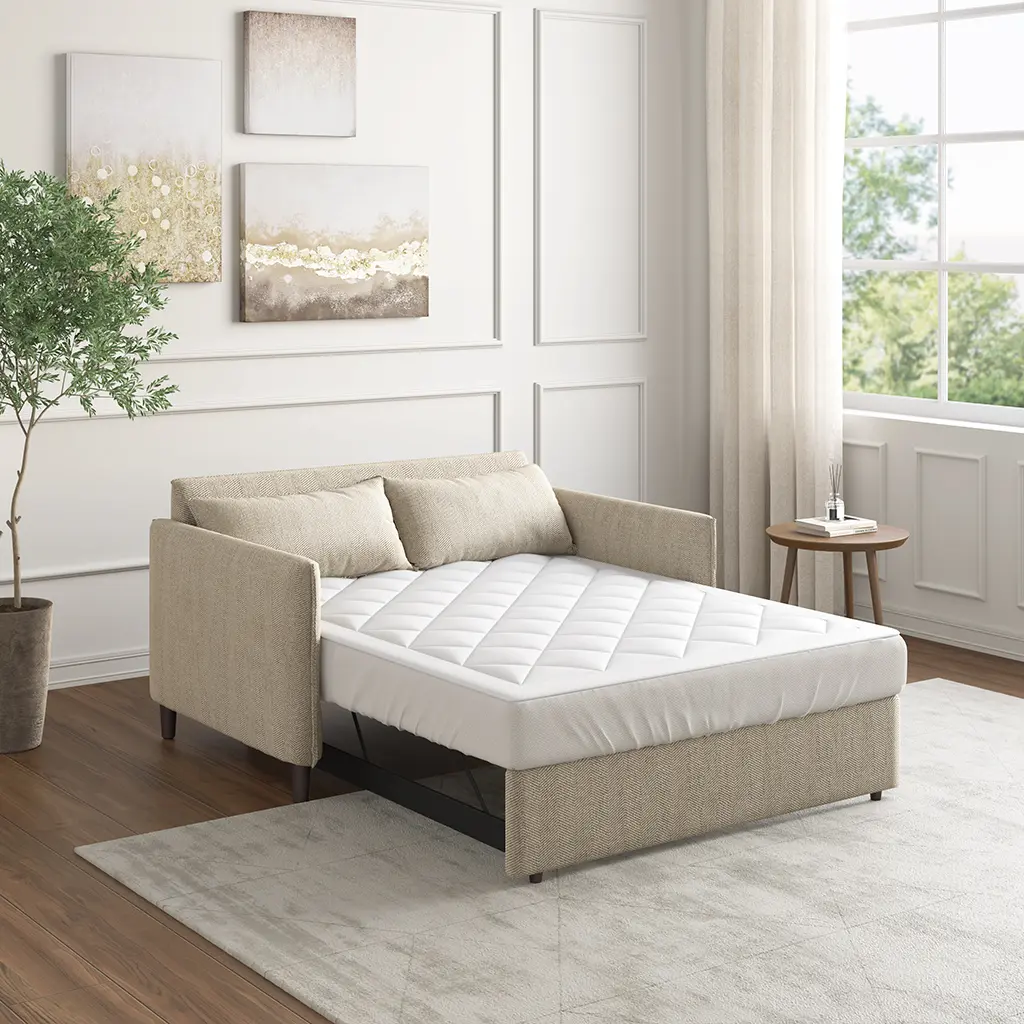 Quilted Sofa Bed Mattress Topper and Protective Cover for Futon, Daybed, and Sleeper Sofa – Soft Cushion Pad for Guest Room, Living Room, and Apartment Lounging