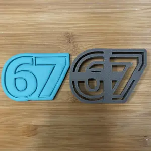 67 cookie cutter - Perfect for Milestone Celebrations (3x4.3") Made in the USA by Mighty Gadget