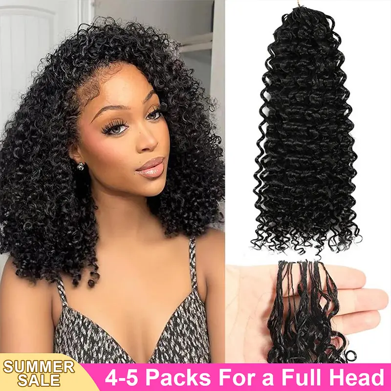 [New In] Bgmgirl Crochet Human Hair extensions Natural Black & Brown Highlight & Reddish Brown Kinky Curly for Miracle Knots human hair Boho Knotless Braids Pre-Separated 50g/pack summer outfits back to school