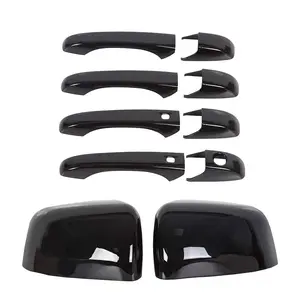 Black Mirror Covers +door Handle Replacement For 2011-2021 J-eep Grand Cherokee & D-odge Durango