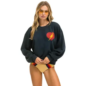 BOLT HEART RELAXED CREW SWEATSHIRT - CHARCOAL