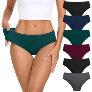 Women's Underwear Cotton Hipster Panties Low Rise Briefs Soft Breathable Ladies Bikini Underwear 6 Pack