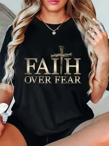 100% Cotton Faith Over Fear Christian Men Women T-Shirt