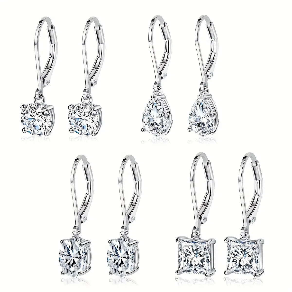 4 pair Earring Women's fashion Commuting earring VVS Round - cut gemstonesExquisite 18K Gold Plated Non-allergenic and not easy to fade  set and elegant accessories Jewelry Gift TikTokShopBlackFriday