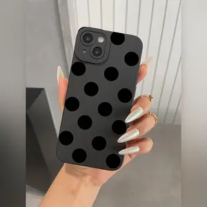 Matte Material Lens Protection, Black Polka Dot Anti-drop Phone Case, Suitable for iPhone 17 Air/16 Plus/15 Pro Max/14 Pro/13/12/11/XS Max/X Phone Case, Ideal Gift for Family, Friends, Lovers, Girlfriends, Best Choice for Holiday Gifts MS82