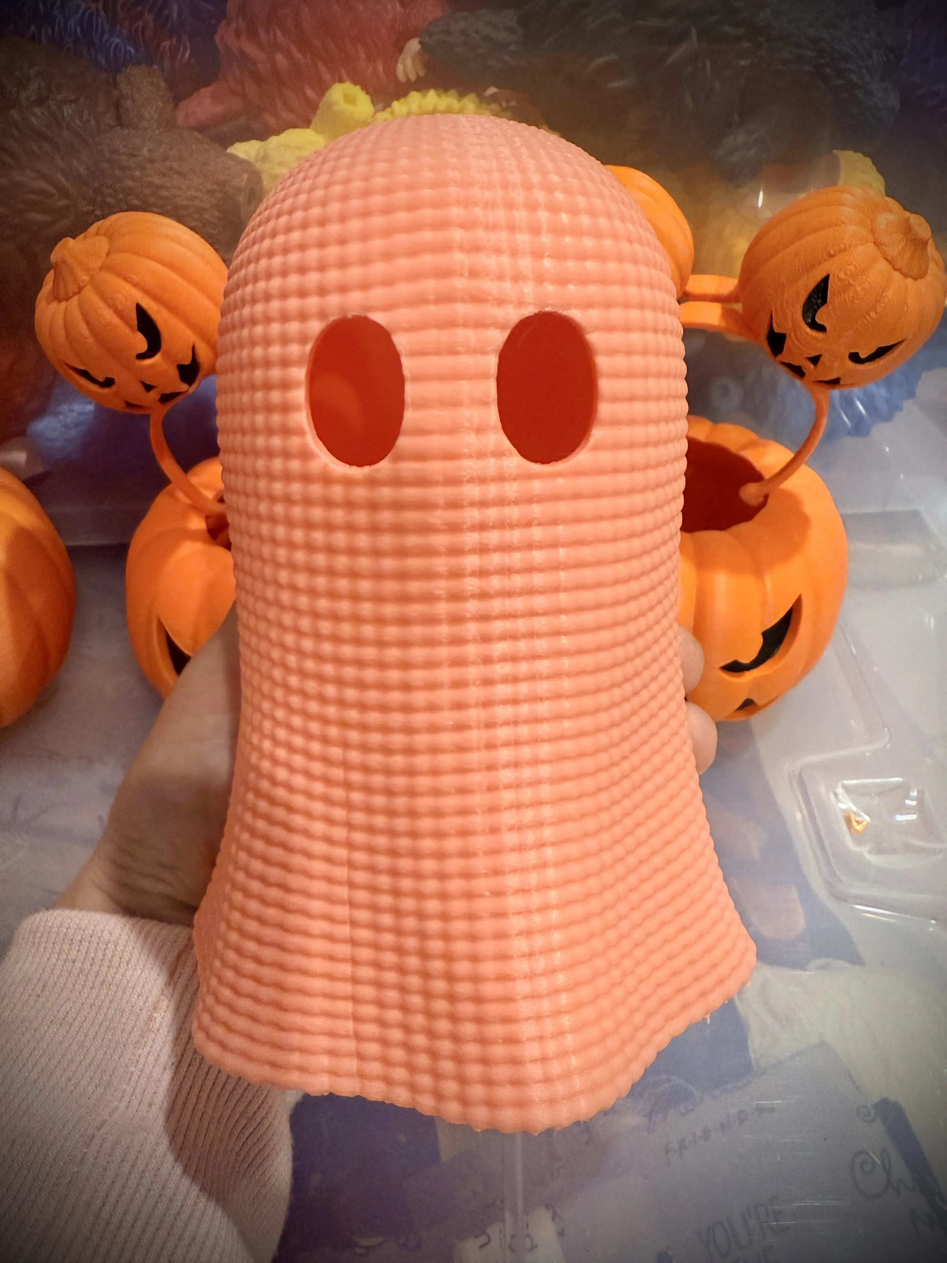 Cute Ghost Labubu 3D Print Costume, Pink/White