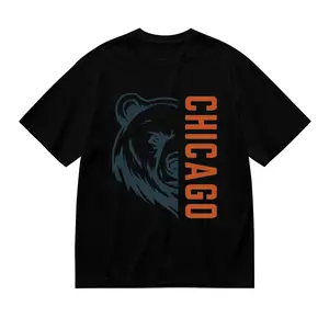 Women'S Chicago & Bear Graphic T-Shirt -  Soft Breathable Retro Abstract Print Tee with Bold Chicago Lettering & Bear Silhouette, White & Orange Casual Short Sleeve Round Neck Top for Outdoor s, C