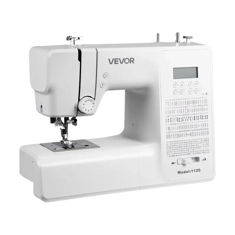 VEVOR Computerized Sewing Machine, 200 Stitch Applications, with LCD Screen, Foot Pedal and LED Light, Heavy-Duty Metal Frame, Digital Sewing Machine with Powerful Motor for Crafts and Mending