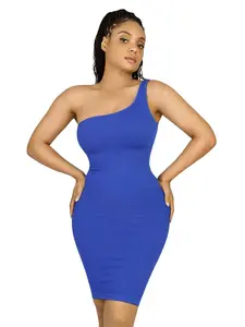 FeelinGirl Eco-friendly High Elastic Bodycon Dress One Shoulder Body Shaping Skirt Sexy Basic Womenswear