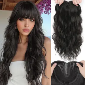 AISI HAIR Wavy Hair Toppers for Women with Thinning Bangs Hair, 20 Inch Synthetic Clip in Topper Hair Extensions with Adjustable Band, Wispy Bangs Synthetic Hair Adds Volume and Natural Coverage,summerwins