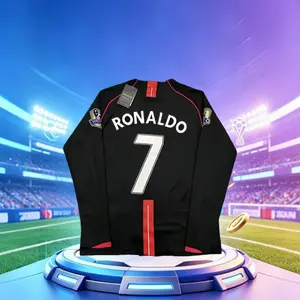 0708 Retro Black Fan Edition #7 Ronaldo Long-Sleeve Jersey
