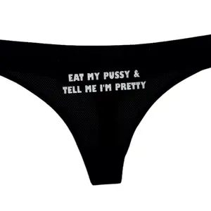 Eat My P**** Panties - Black Women's Comfortable Underwear with Text Design - Womenswear