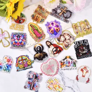 Mix 30pcs Glitter Acrylic Resin Flatbacks Belief Jesus Christian Flatback Thank You Gifts Charm for DIY for Badge Reels
