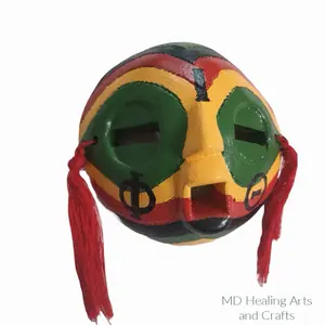 MD Healing Arts and Crafts Vibrant Rainbow Moon Mask with Red Tassels Unique Design for Sorority Iota Phi and Theta