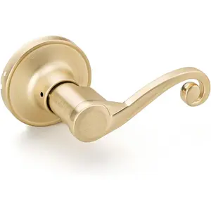 Brass Door Knobs 1 Pack, Closet/Pantry Dummy Door Handles, Door Lever Lock, Wave Style, Door Knobs for Doors