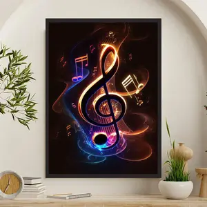 1pc Artistic Music Treble Clef Canvas Print - Seasonal Four-Quarters Design, Creative Wall Art Decor for Home, Bedroom, Living Room, Bathroom, Cafe, Office  Poster - For Music Lovers & Art Enthusiasts - Perfect Gift for Housewarming