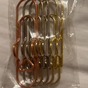 1 Box 6Pcs 3 Colors Heart Pen Clip Metal Pencil Clips Multifunctional Rose Gold Silver Carbon Steel Paperclip Portable Large Size Holder for Notebook Book Journal Office School Accessories
