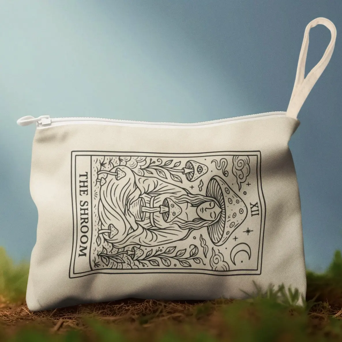 The Shroom Tarot illustration Accessory Zipper Pouch | Fem Mushroom Witch Tarot Art, Toiletry Bag