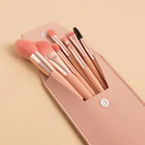 Unipearl Makeup Brush Set, Mini Make Up Brushes for Foundation, Powder , Blush Eyeshadow,Eyelash and Concealer, 8PCS makeup brushes set professional for Cosmetics With Makeup Bag（pink）-GOHIGH