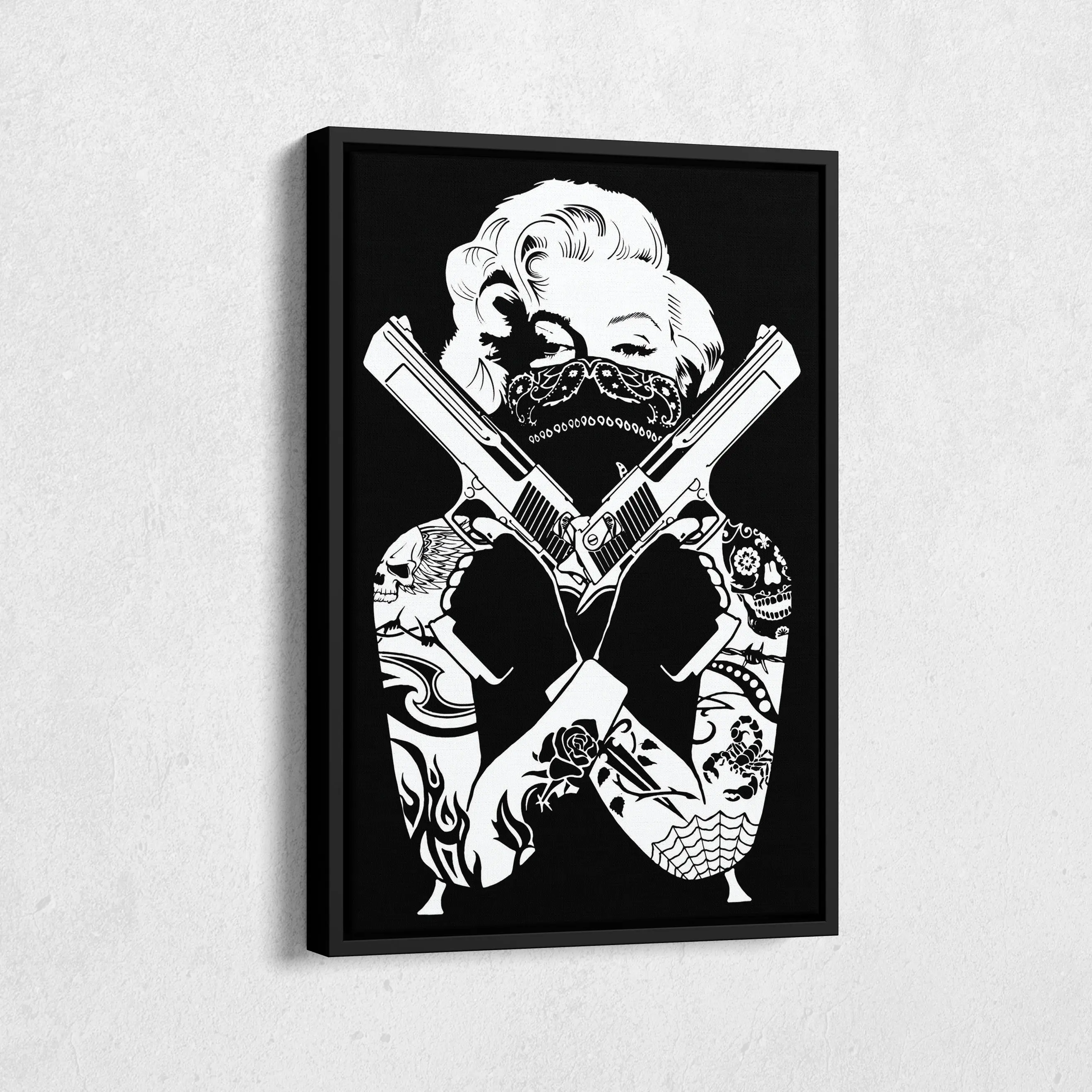 Marilyn Monroe Poster, with Guns Black and White Wall Art Print Print Print Home Decor