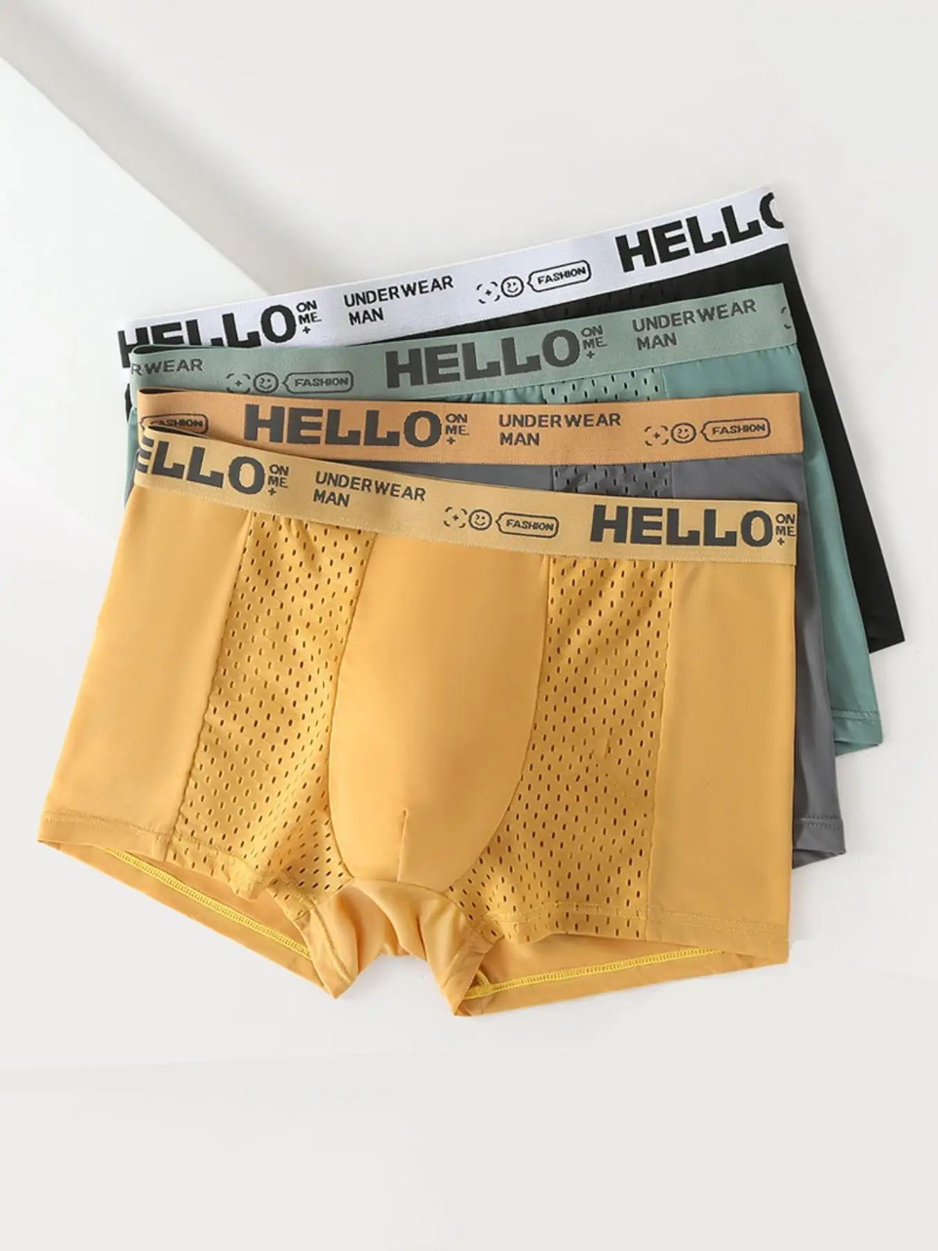 Men's Letter Tape Boxer Brief, Casual Comfy Breathable Back To School Underwear, Men Underwear, Men's Summer Clothing, Stretchy Menswear, Men's Under