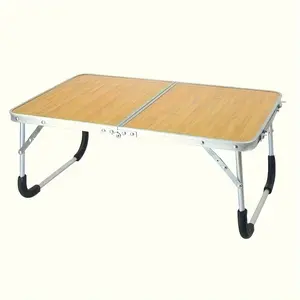 Compact Portable Folding Table with Silicone Feet – Durable Wooden Surface, Lightweight Metal Frame, Perfect for Camping, Picnics, Dorm Rooms, and Outdoor Activities