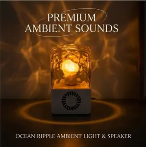 HOGNC Ocean Dream Speaker lamp with 3D Ripple Effects, 9 Color Changing RGB Night Light, 360° Hi-Fi Bluetooth, Portable Wireless Music Player for Bedroom, Home Decor, Party, Gifts. fairy .  aurora borealis lamp. Adjustable