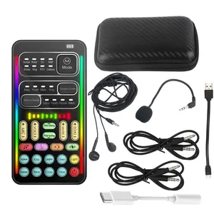 i9 Sound Card Live Streaming Kit Portable Handheld Microphone Voice Converter Compatible with Apple