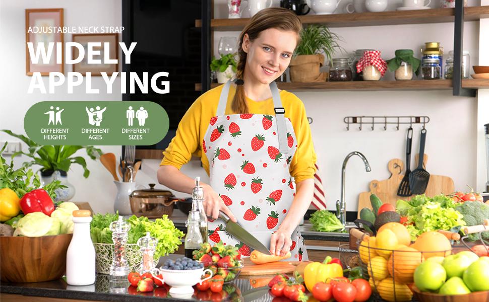 4Packs Apron for Women and Men with Pocket,Comfortable Floral Chef Kitchen Cooking Baking Painting Aprons,Waterproof & Adjustable Strap,Gift for Mom,Ideal for Gardening & Crafting,Cooking & Grilling