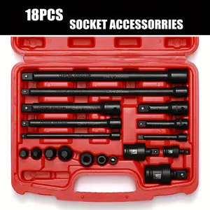 【summervibes】18-Piece Drive Tool Accessory Set,Includes Socket Adapters, Socket Extension bar and Swivle Universal Joints and Impact Coupler, Professional 1/4,3/8&1/2 Socket Accessories