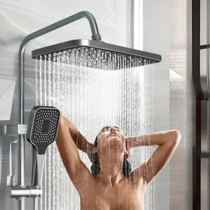 Modern Two-Piece Shower Set with Handheld Large Panel Shower Head, Tubeless Minimalist Design, Easy Clean Luxury Bathroom Equipment