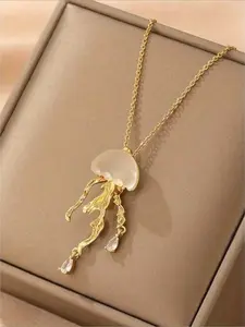 1pc Fashionable Unique Elegant Exquisite Floating Jellyfish Pendant Necklace, Charms Necklace, Minimalist Elegant Luxury Niche Design Jewelry Accessory Summer Daily Beach Vacation Music Festival Party，Gift for Her