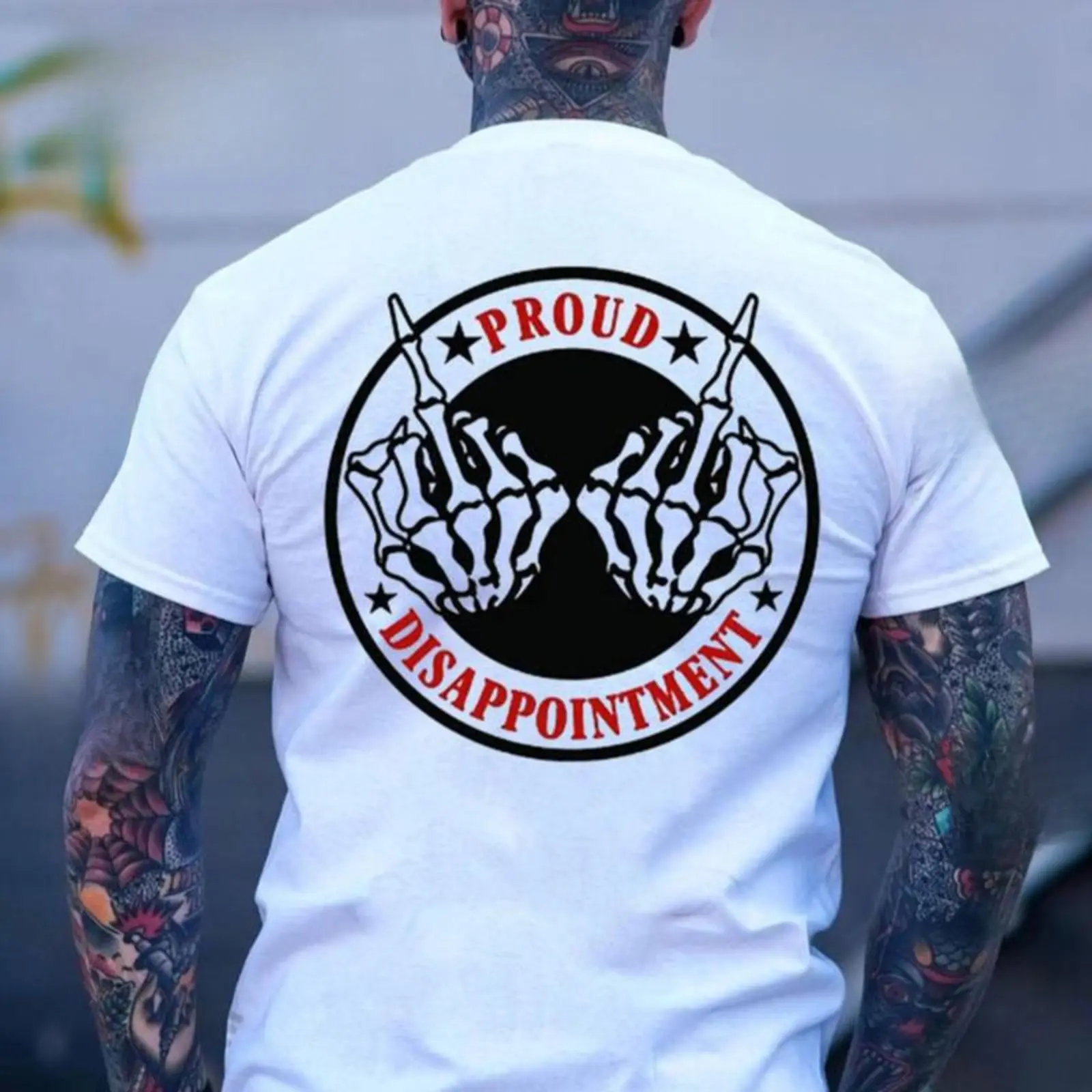PROUD DISAPPOINTMENT Defiant Bone Hand Print Men's T-Shirt, Top Menswear Cotton Tee Shirt, Unisex Fashion, Soft Fabric, ShortSleeve, Regular Fit, Casual Streetwear