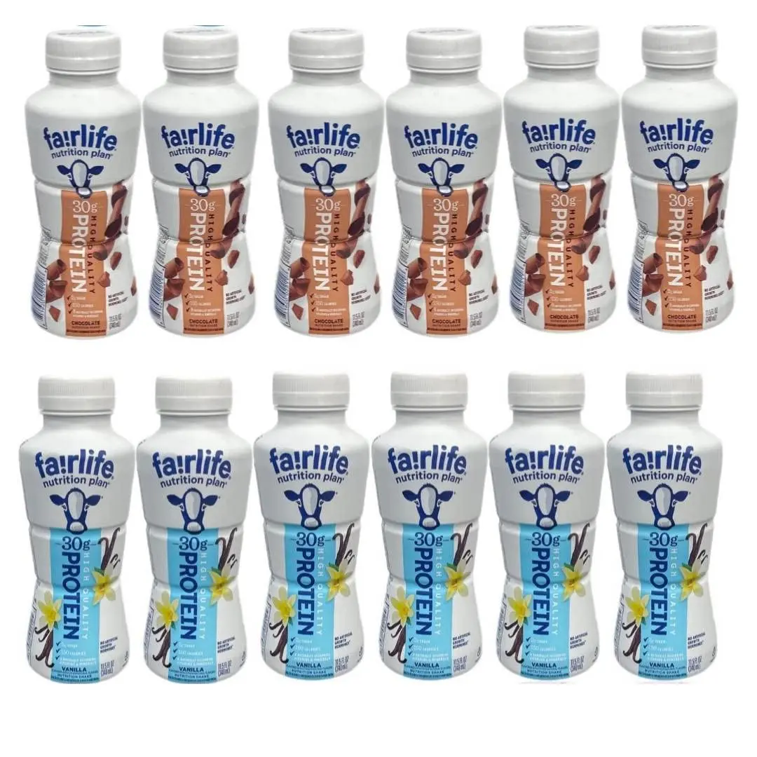 Fairlife High Protein Shake Bottles 12 pk - Vanilla & Chocolate- 2g Sugar, 150 Calories, 8 Naturally Occurring Vitamins & Minerals - Perfect for Fitness Enthusiasts and Weight Watchers