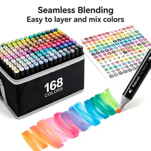 KIDGENIUS Dual Tip Alcohol Markers (120/168/262 Count) - Non-Toxic, Easy-to-Blend Colorful Precision Pens, Permanent Drawing Markers for Kids' DIY Crafts, Ideal Holiday Gift