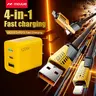 MOJUE Durable 4-in-1 Travel Charger Block Adapter, Type C/USB A Dual Ports Plug with 5FT Flat Braided Charging & Data Sync Cable, Compatible with iPhone 18/17/16/15/14/13/12 Pro Max, iPad, AirPods, Samsung Devices