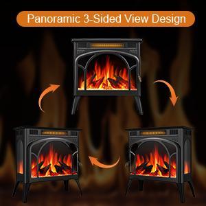 R.W.FLAME Electric Fireplace Heater 12 Flame Colors/ 4 Flame colors, 25"/ 17''Freestanding Infrared Stove, 5100BTU, 3D Realistic Flame Effects, Adjustable Brightness and Heating Mode, Overheating Safe Design, Remote, Timer, ETL Certified energy efficient