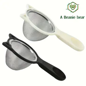 2-piece plastic handle fine mesh cat-shaped filter pot, used for cooking, food preparation, deodorization, juice extraction, tea filtering, flour screening, coffee soy milk and other stainless steel mesh filters