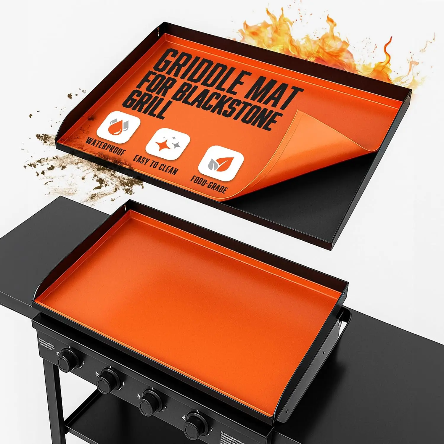 36" Food Grade Heavy Duty Silicone Mat for Blackstone Griddle, BBQ Rust-Grease-Dirt Shield, All-Season Protection, Electric Grills Accessory