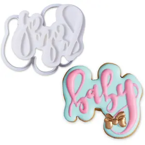 3D Cookie Cutter with Baby Letter Stampers, Baby Shower Cake Mold, Fondant Decorating Tools, DIY Mold for Sugar Craft, Baking Mould, Kids' Birthday Party Kitchen Tools