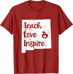 Teacher Red For Ed New Mexico Teach Love Inspire T-Shirt - Codyweav Shop 65B07X8QTYVH
