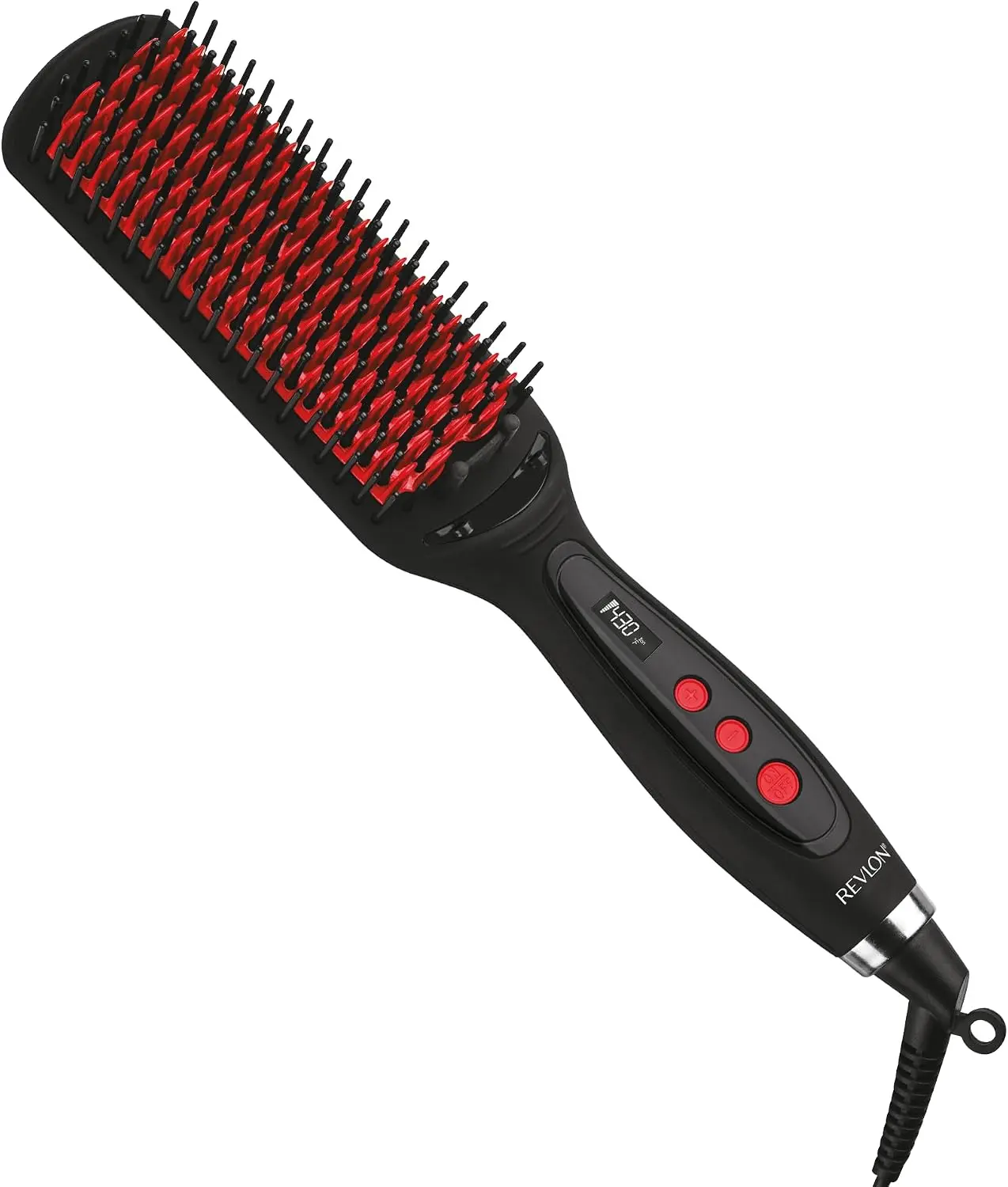 REVLON SmoothStay XL Smoothing Heated Straightening Brush - Coconut Oil Infused Ceramic Bristles Hair Straightener for Long-Lasting Sleek Results, Reduced Frizz, and Static Control