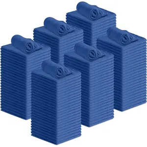 Cotton Shop Rags - (Pack of 150) Size 12x14 Inches Cleaning Rags - Absorbent Shop  and Multipurpose Cleaning  for Automobiles, Industries, Garage and Homes (Blue)