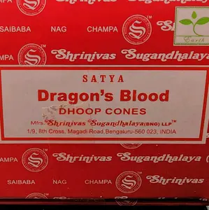 Satya Dragon's Blood Dhoop Cones for Home Fragrances & Relaxation - Long Lasting Aroma