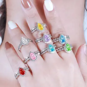 Twelve Zodiac Energy Colorful Gemstone 1.5ct Colorful Lab Grown Gemstone Ring 8A Cubic Zirconia Stackable S925 Sterling Silver Women's Ring High Carbon Diamond 6*9mm Statement Jewelry