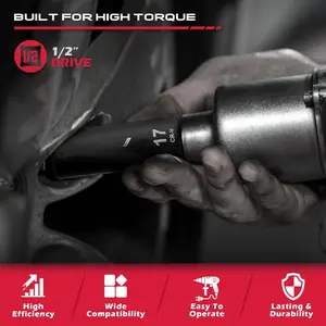 29-piece 1/2" impact socket set, SAE (3/8 to 1inch) and metric (10-24 mm) sizes, equipped with an extension rod, standard deep socket set, CR-V material, high durability impact wrench