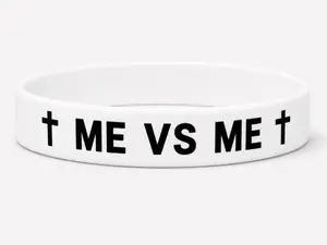 ME VS ME Christian Rubber Bracelet Inspirational Engraved Bible Verses Cross Silicone Bracelet for Men and Woman Faith Gifts